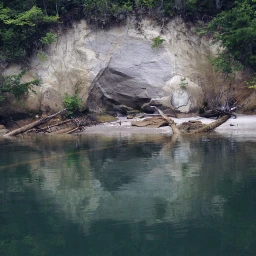 rock lake reflection