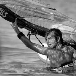 photography blackandwhite sea windsurf surfer